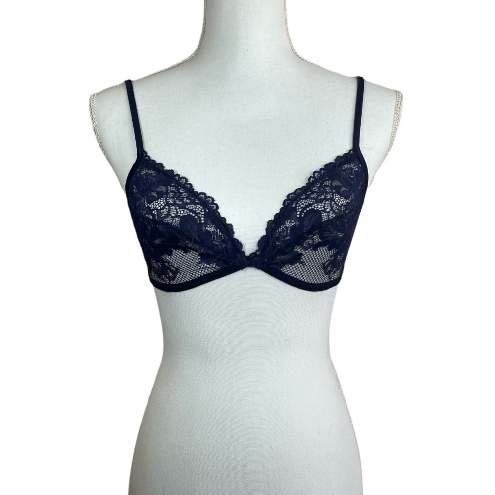 NWOT Savage X Fenty Mesh Bralette Size Large Color Navy